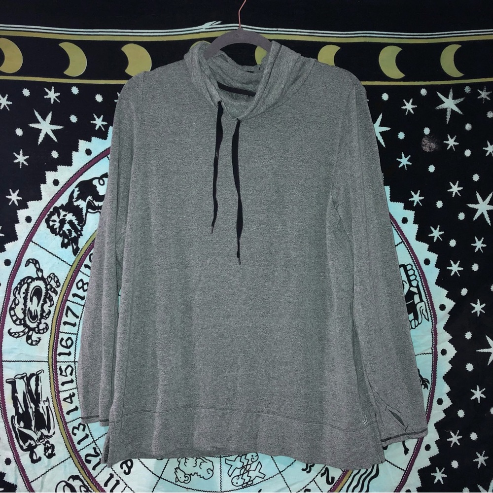 Cuddl Duds Ultra Cozy Long Sleeve Cowlneck Tunic Top Aqua Grey